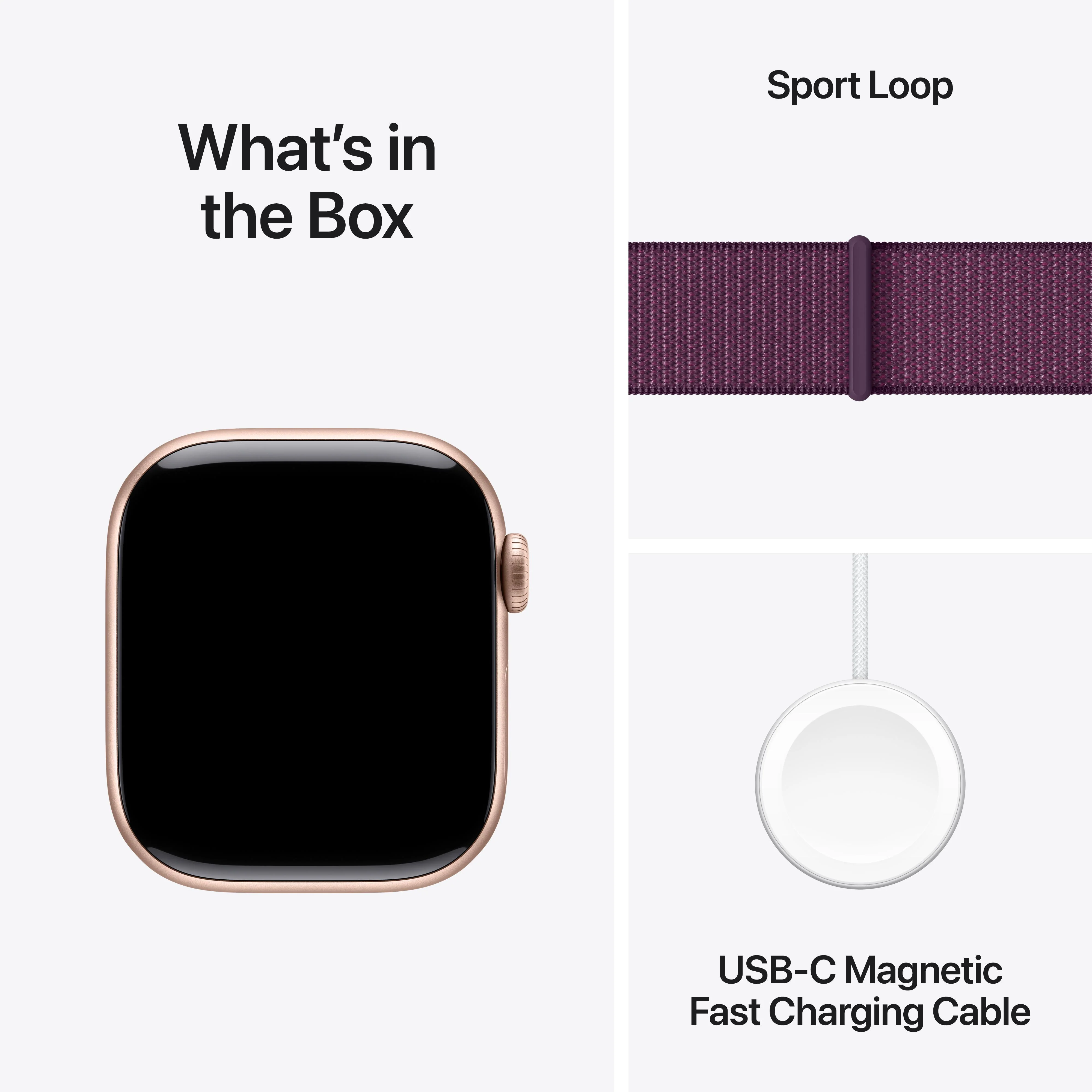 Apple Watch Series 10 GPS + Cellular 42mm Rose Gold Aluminium Case with Plum Sport Loop - Image 9