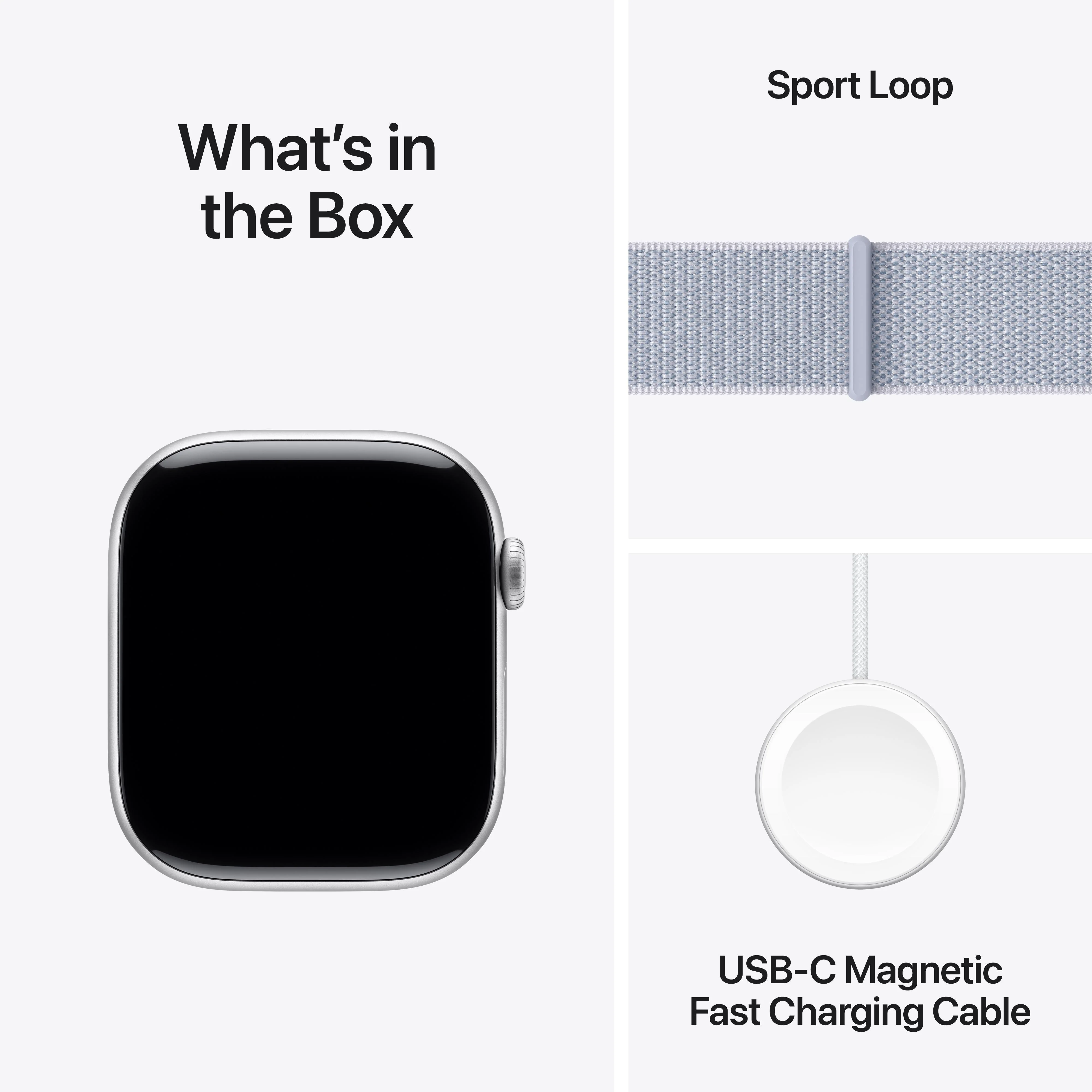 Apple Watch Series 10 GPS + Cellular 46mm Silver Aluminium Case with Blue Cloud Sport Loop - Image 9