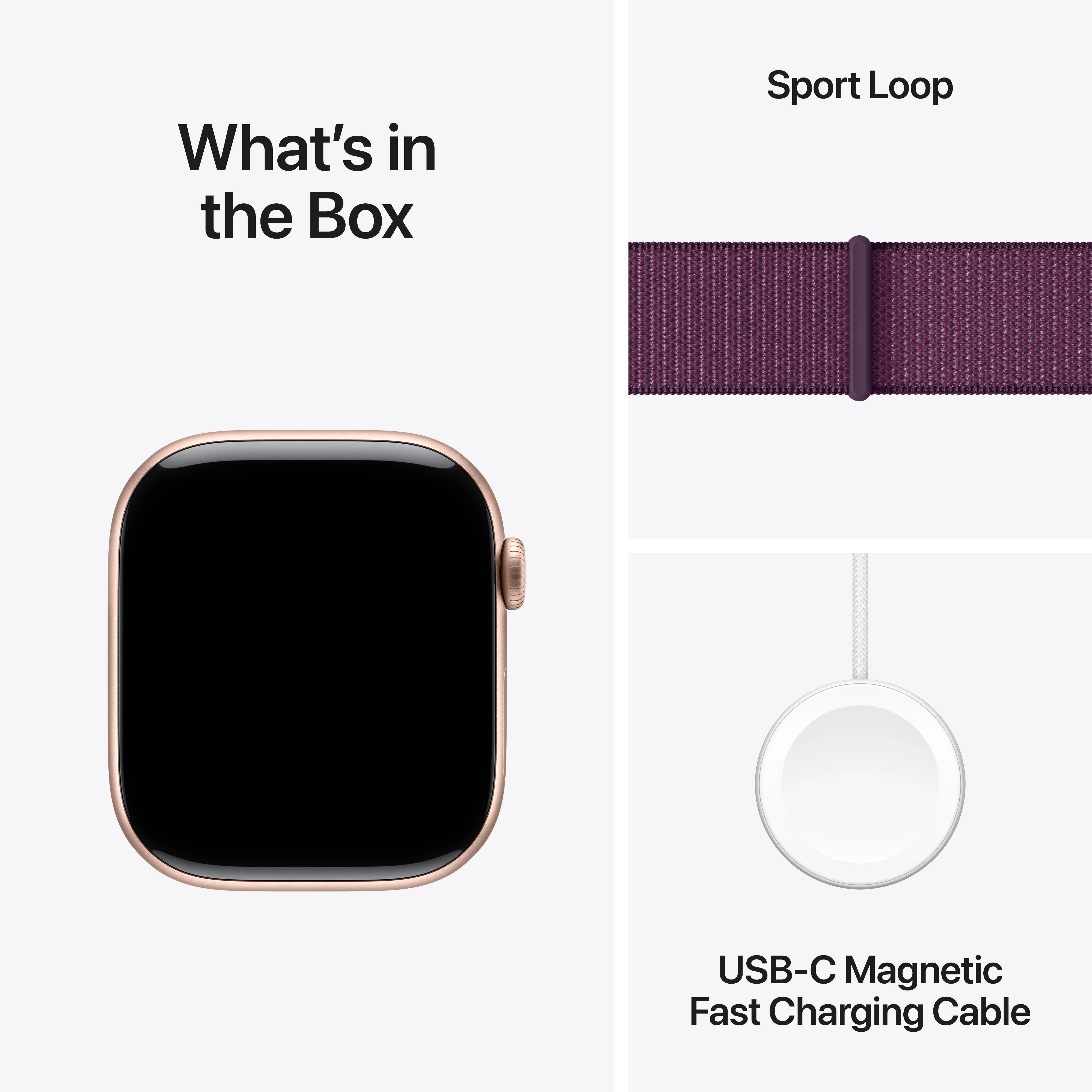Apple Watch Series 10 GPS + Cellular 46mm Rose Gold Aluminium Case with Plum Sport Loop - Image 9