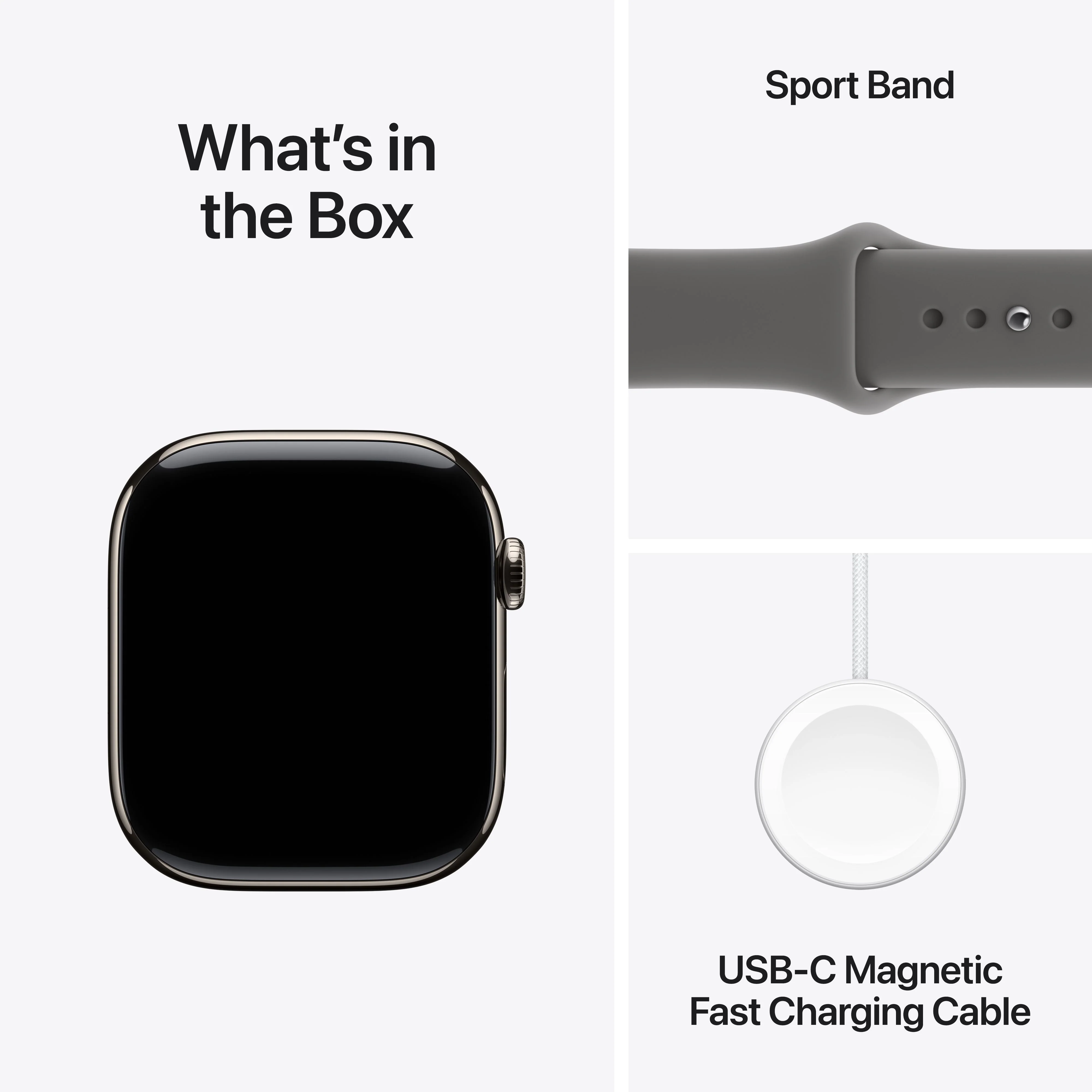 Apple Watch Series 11 GPS + Cellular 46mm Natural Titanium Case with Stone Grey Sport Band - S/M - Image 9
