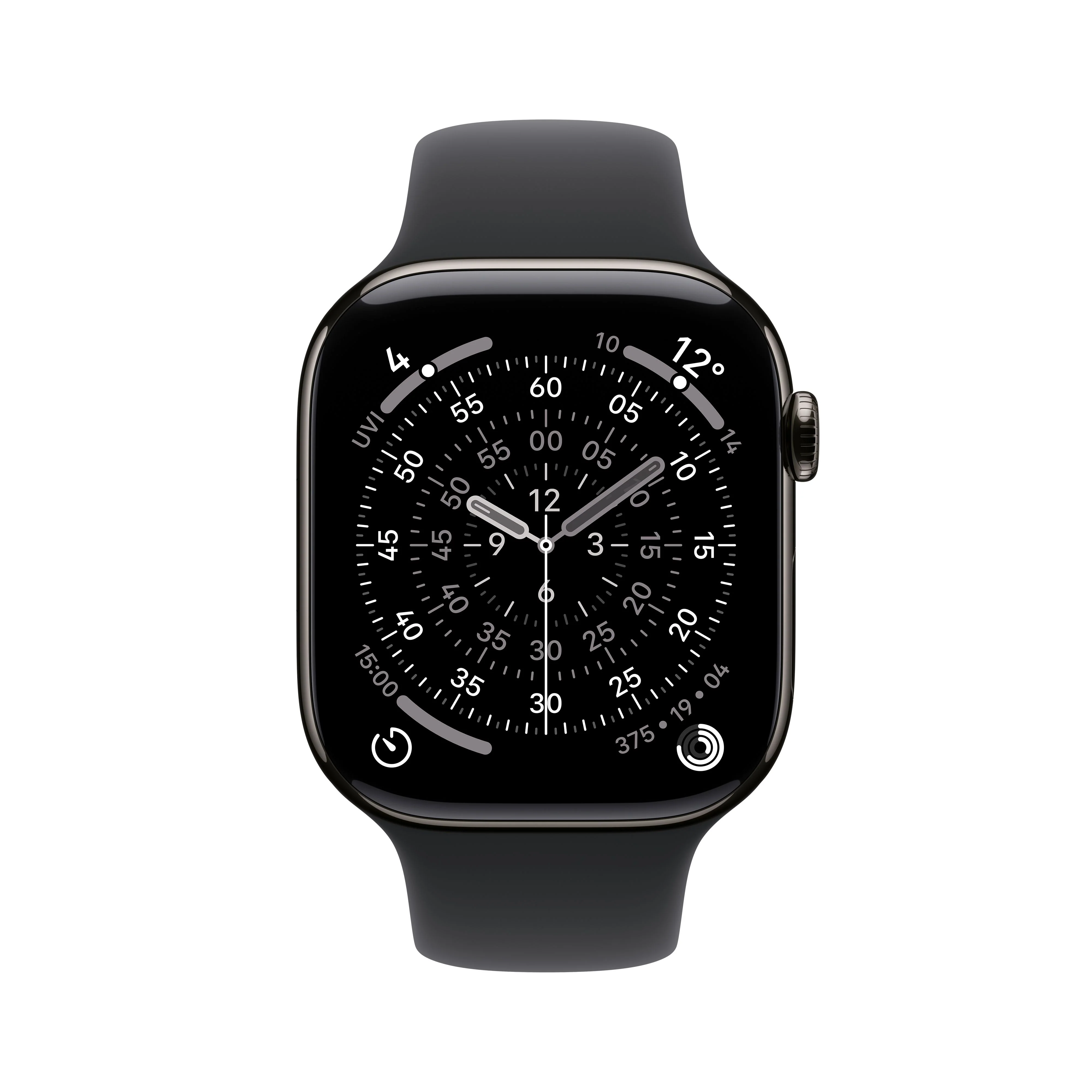 Apple Watch Series 11 GPS + Cellular 46mm Slate Titanium Case with Black Sport Band - S/M - Image 2