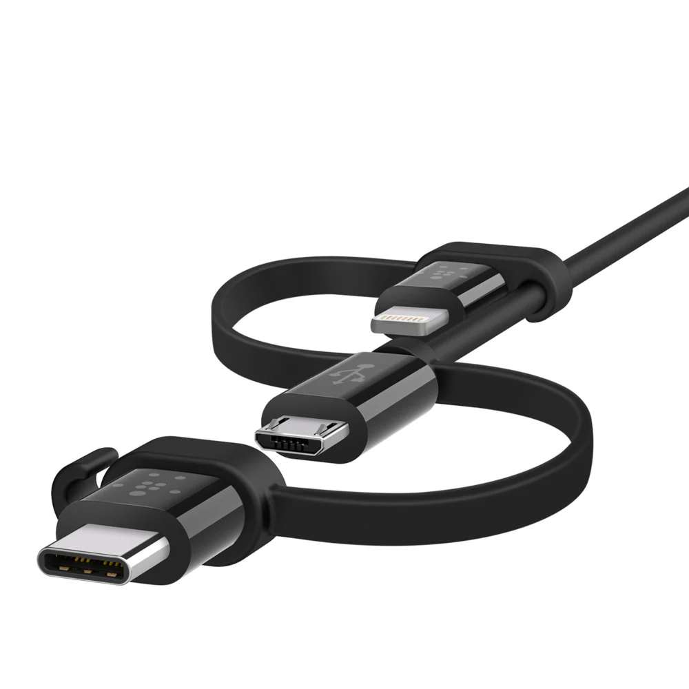 Belkin USB-A to micro USB/LTG/USB-C,4M, chargeSync cable - Black - Image 2