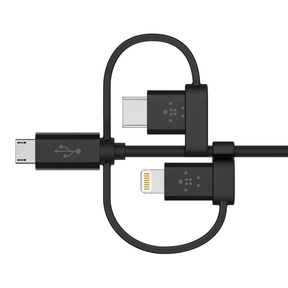 Belkin USB-A to micro USB/LTG/USB-C,4M, chargeSync cable - Black - Image 3