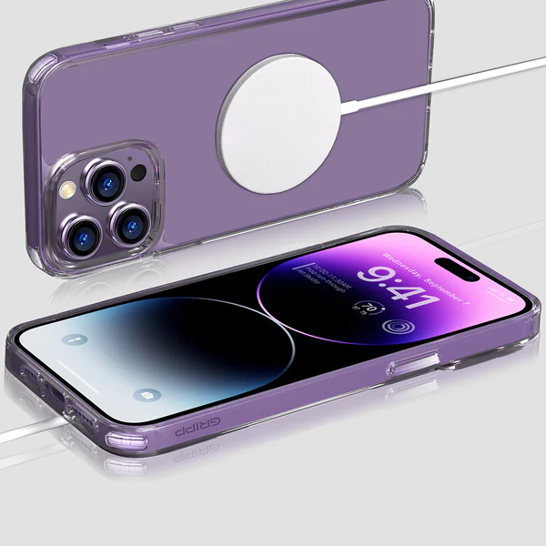 GRIPP Clear MagSafe Case for Apple iPhone 14 Pro Max (6.7) with Purple Ring - Clear - Image 3