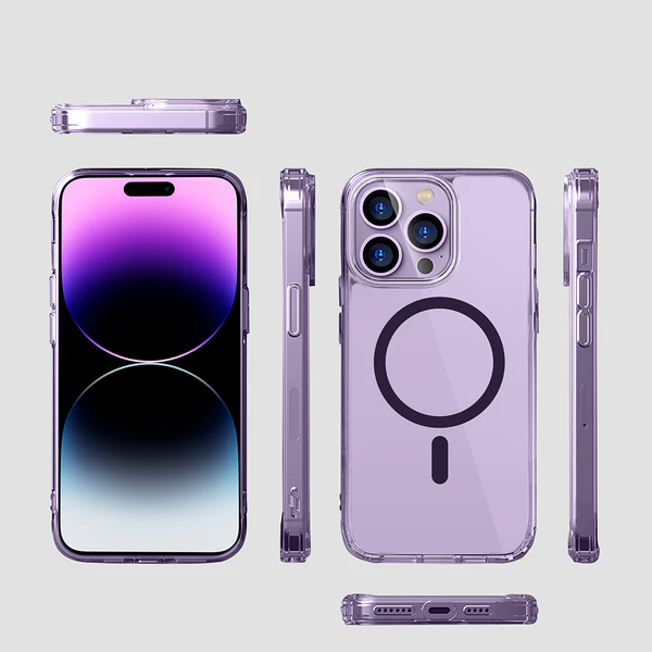 GRIPP Clear MagSafe Case for Apple iPhone 14 Pro Max (6.7) with Purple Ring - Clear - Image 4