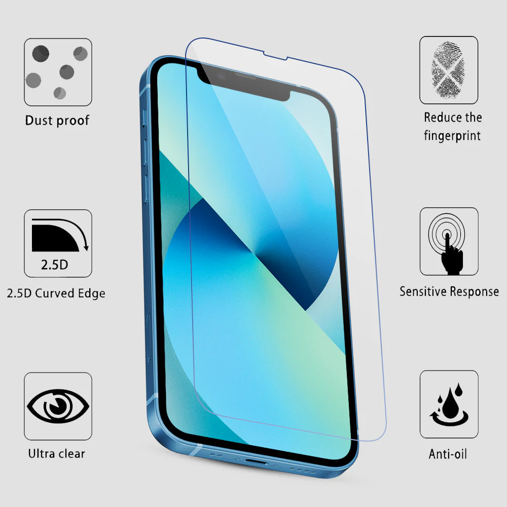 GRIPP Tempered Glass 0.3mm for Apple iPhone 13/13 PRO (6.1) - Clear - Image 3