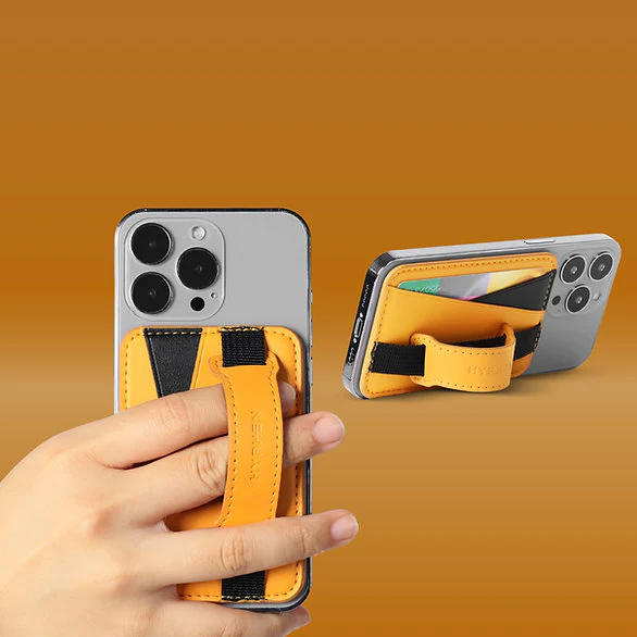 HYPHEN MagSafe Wallet - Dual Pocket with Grip - Orange - Image 2