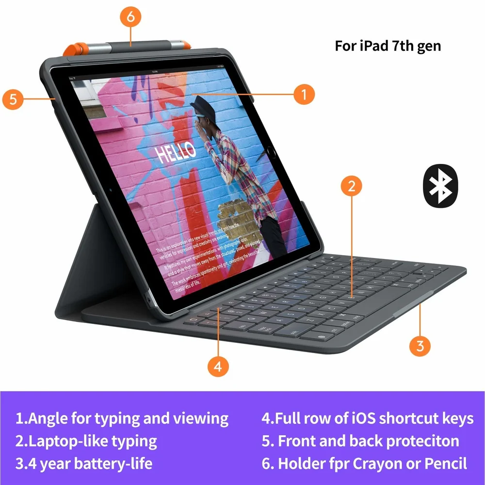 Logitech SLIM FOLIO - Keyboard case with Bluetooth for iPad - Image 2