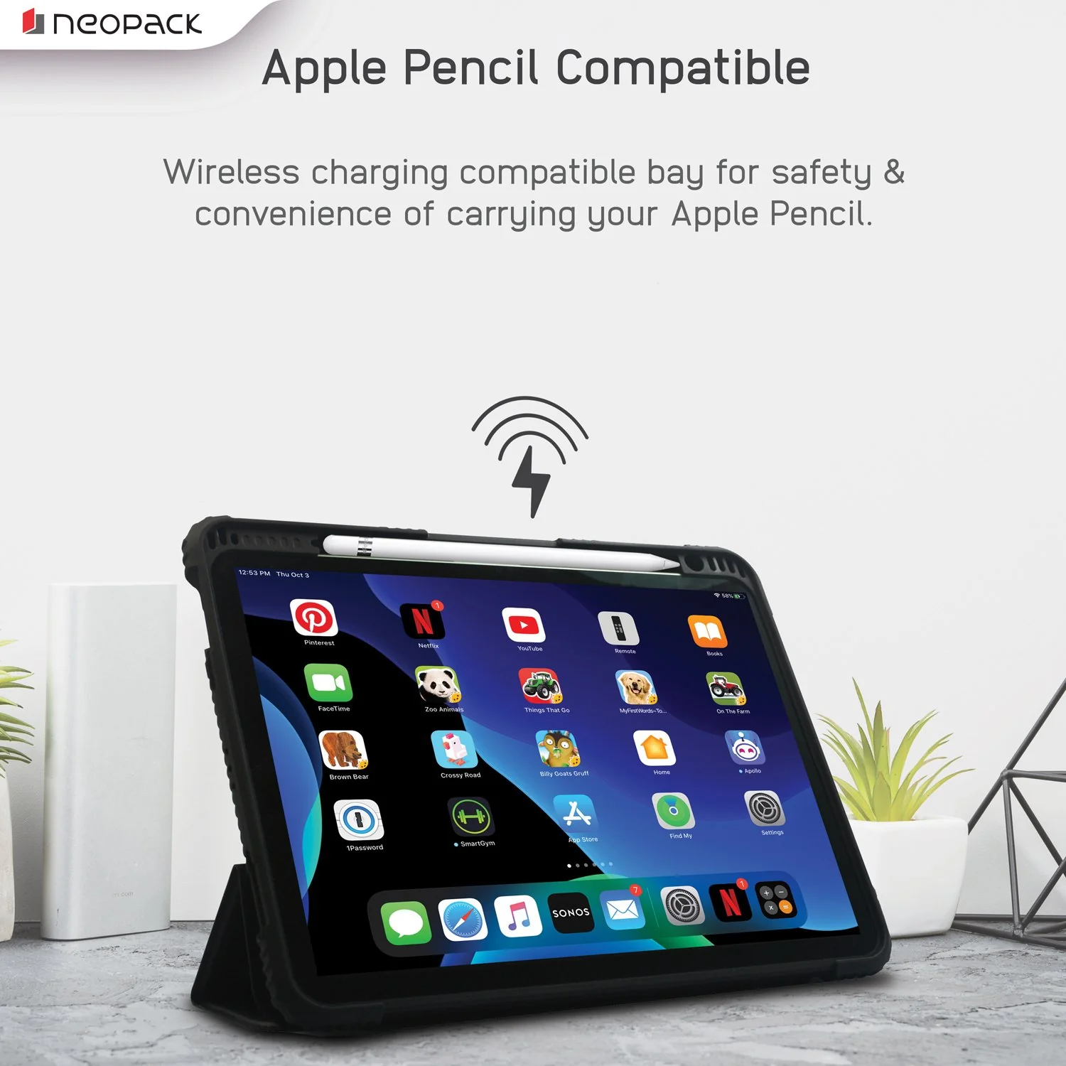Neopack Defender Case for with Apple Pencil Holder for iPad Air 10.9-inch & Pro 11-inch 2nd Gen - Black - Image 2