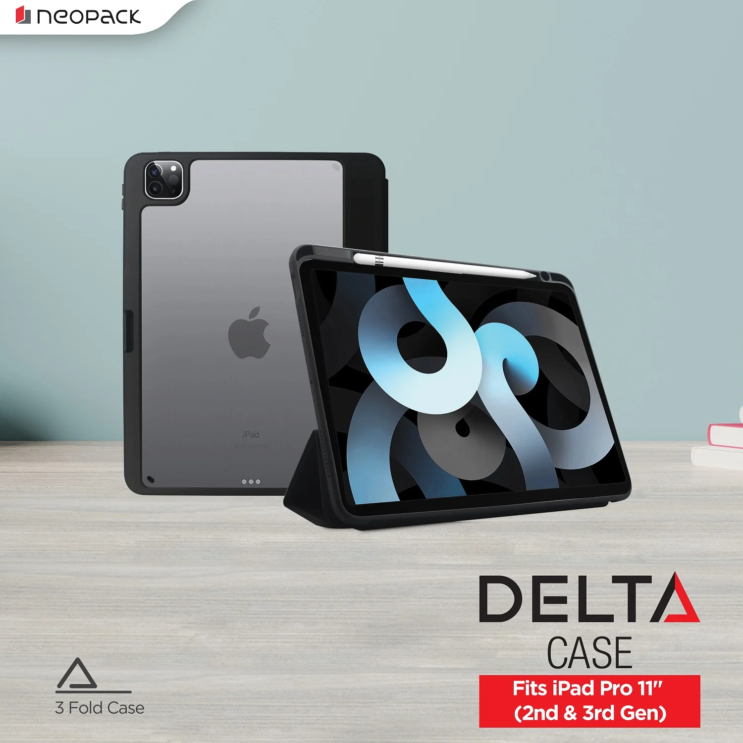 Neopack Delta Case with Pencil Holder for iPad Pro 11" 2nd & 3rd Gen (Black) - Image 5