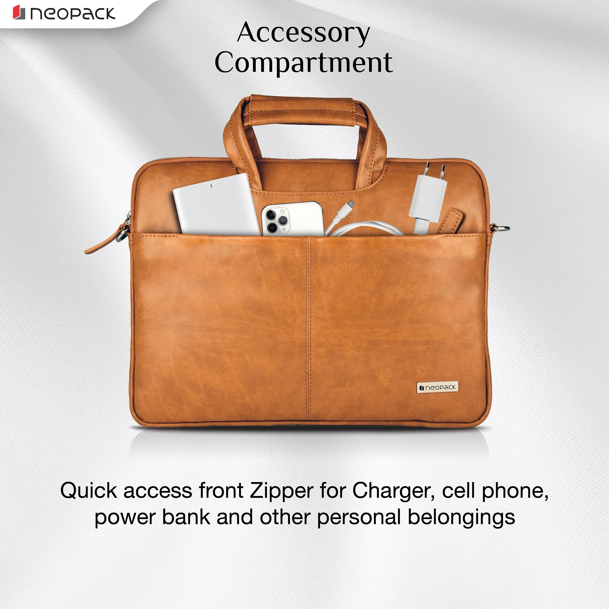 Neopack Leather Sleeve Bag for all 13.3-inch Laptops & MacBook - Tan - Image 3