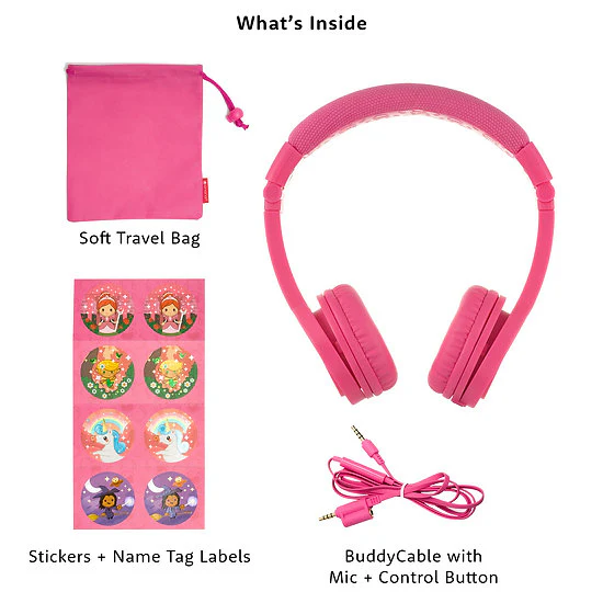 ONANOFF BuddyPhones Explore Plus Foldable with Mic , Rose Pink - Image 4