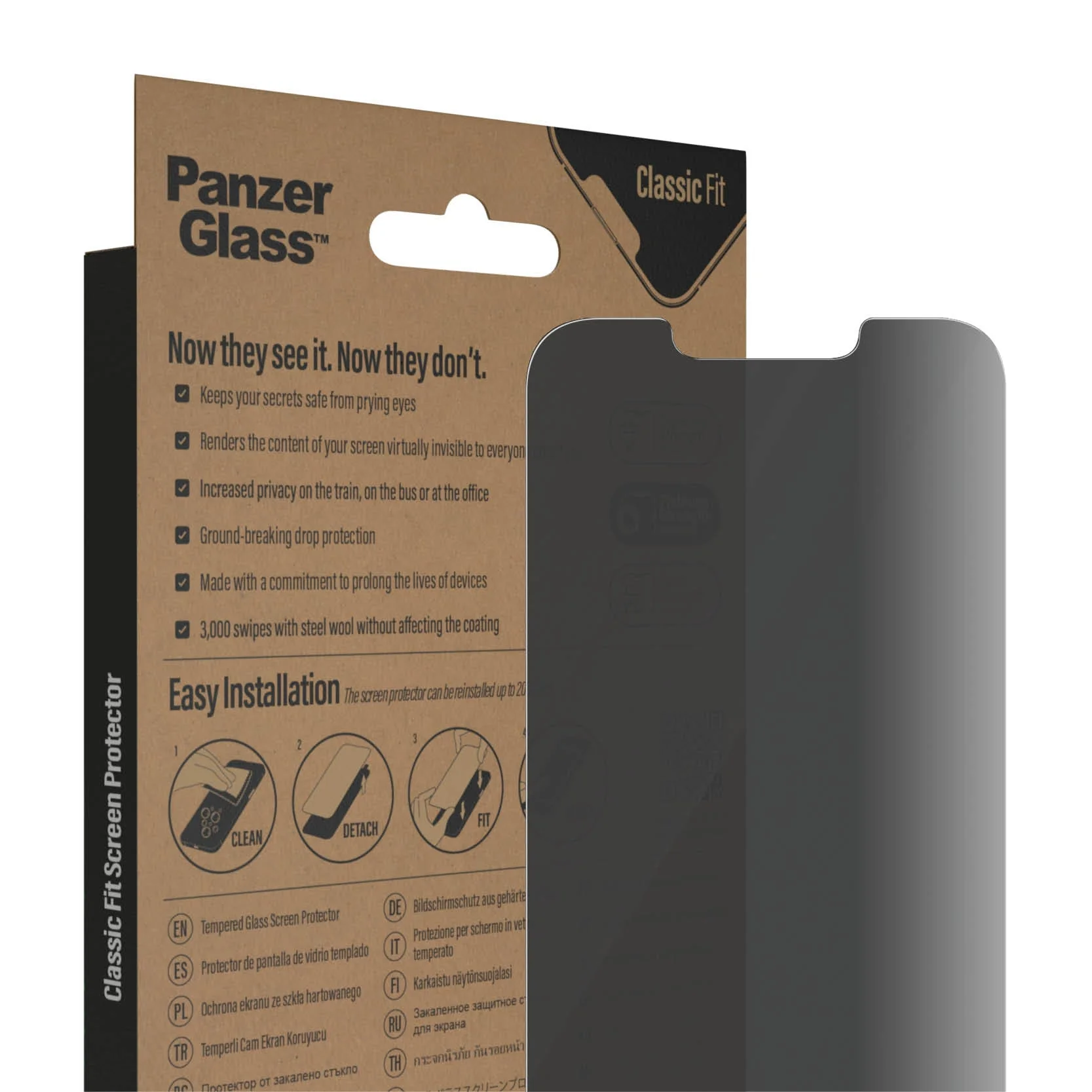 PanzerGlass‚Ѣ Classic Fit Privacy Screen Protector for iPhone 14, iPhone 13/13 Pro - Image 6