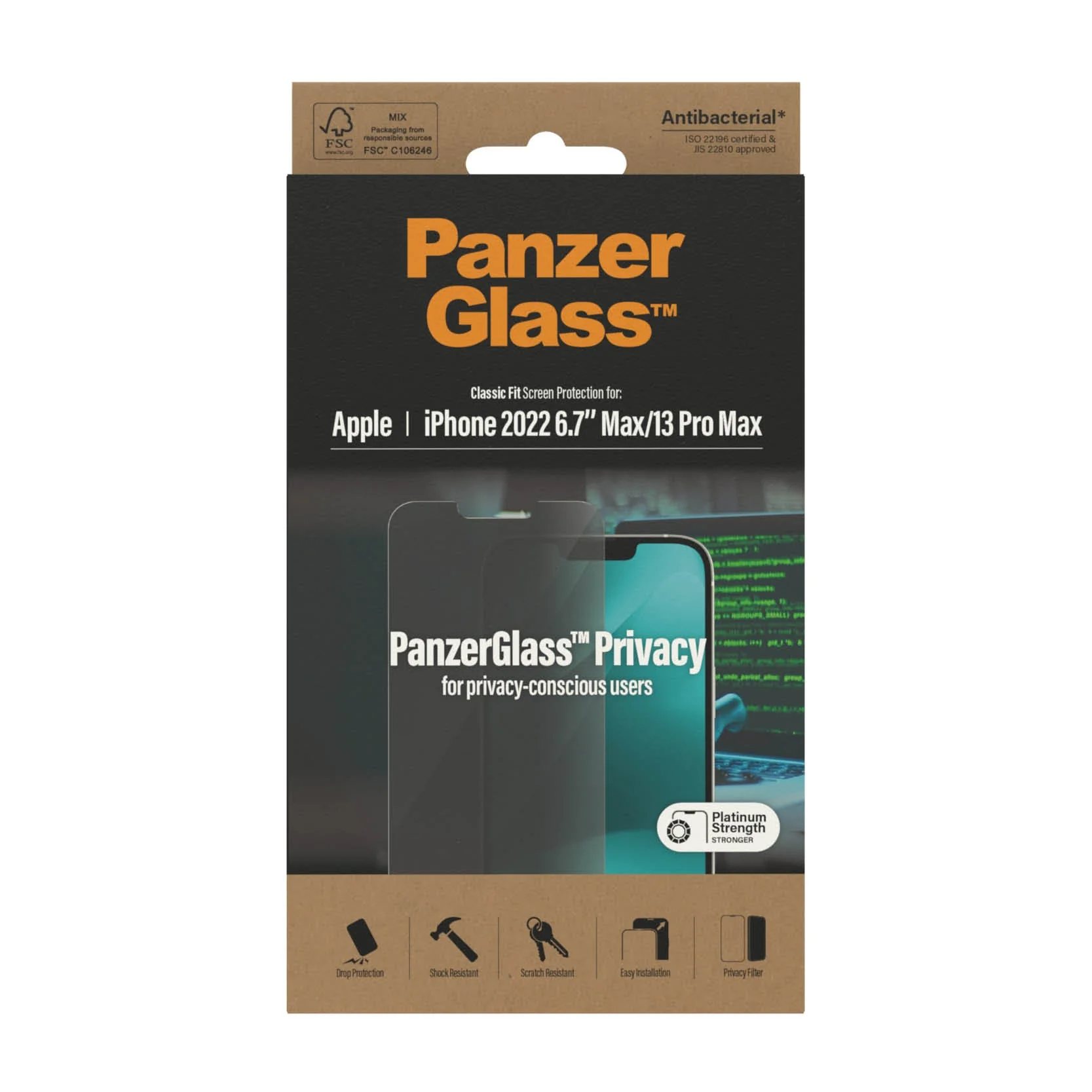 PanzerGlass‚Ѣ Classic Fit Privacy Screen Protector for iPhone 14 Plus, iPhone 13 Pro Max - Image 3