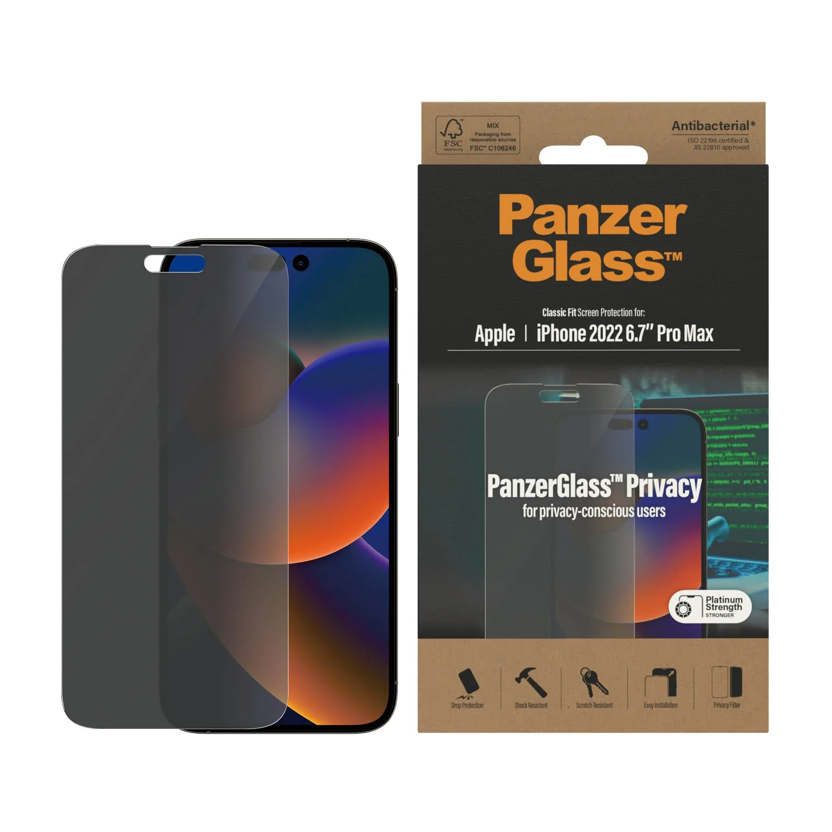 PanzerGlass‚Ѣ Classic Fit Privacy Screen Protector for iPhone 14 Pro Max - Image 2