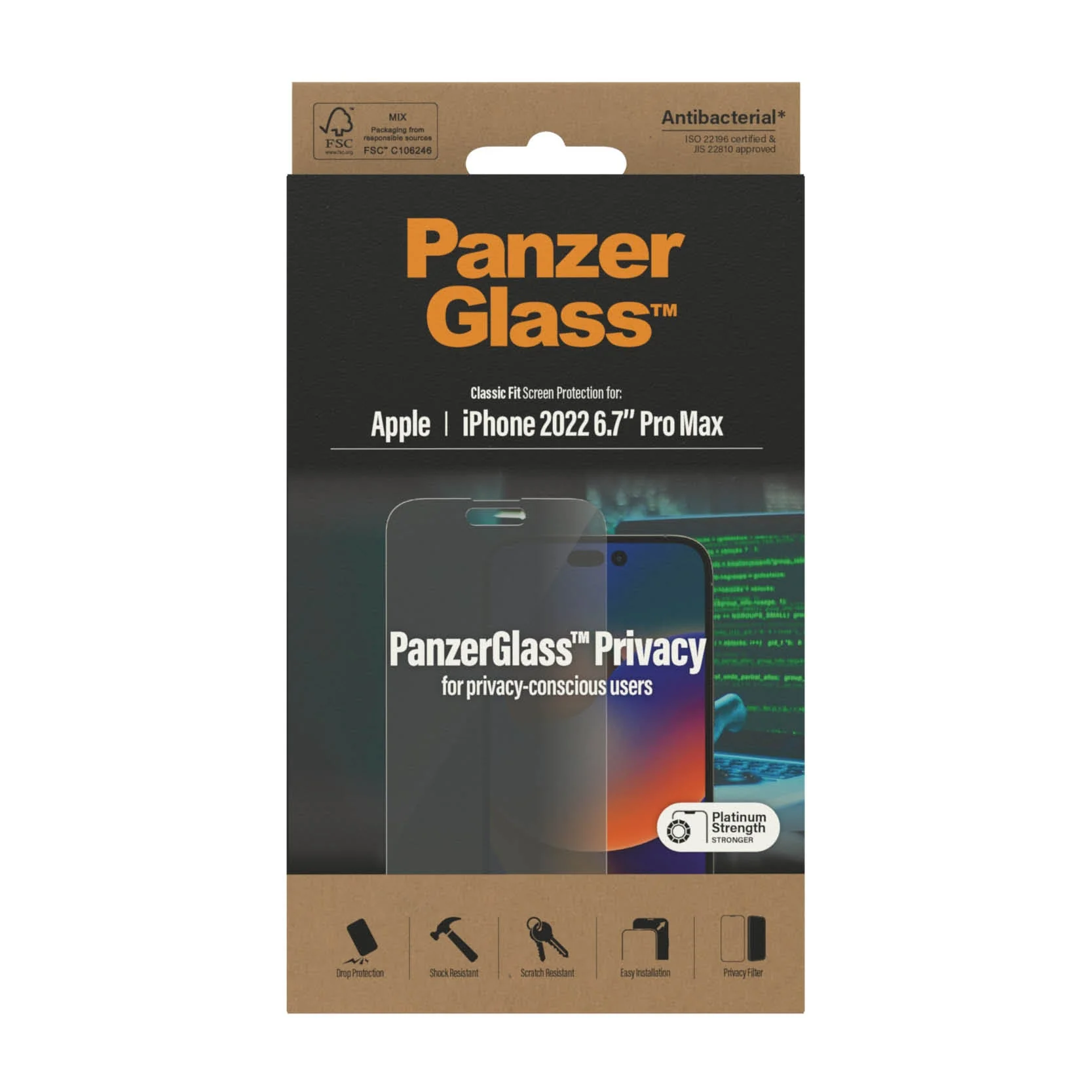 PanzerGlass‚Ѣ Classic Fit Privacy Screen Protector for iPhone 14 Pro Max - Image 3
