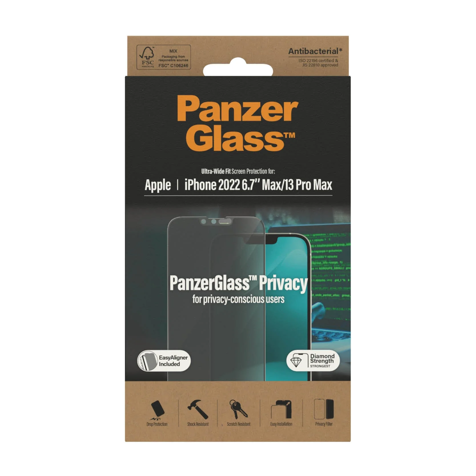 PanzerGlass‚Ѣ Ultra-Wide Fit Privacy Screen Protector for iPhone 14 Plus, iPhone 13 Pro Max - Image 3