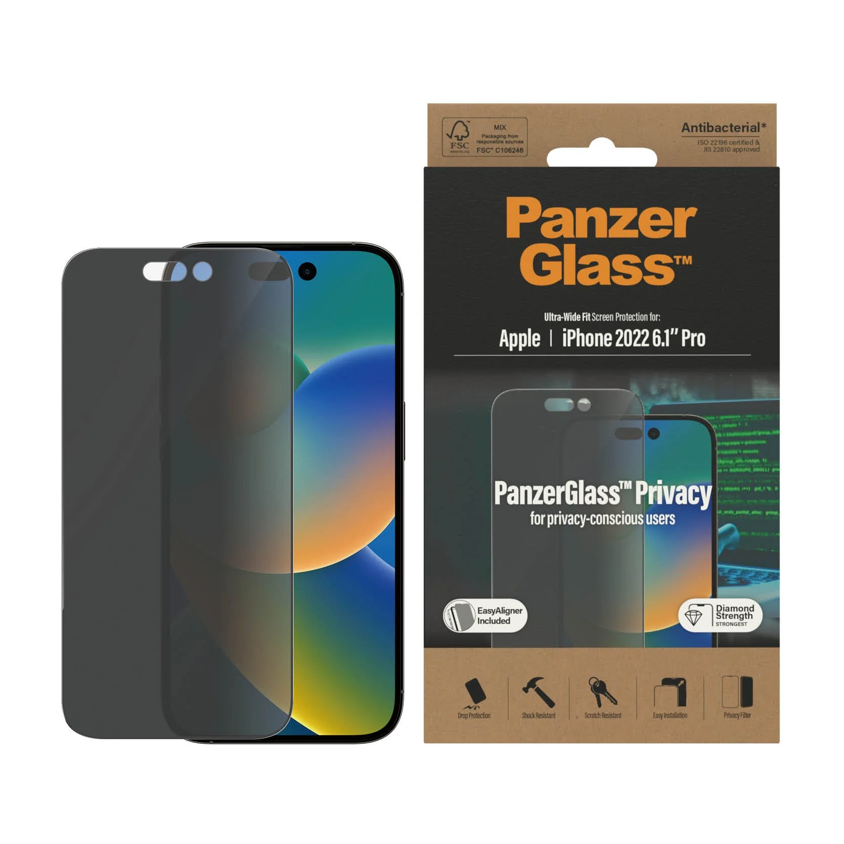 PanzerGlass‚Ѣ Ultra-Wide Fit Privacy Screen Protector for iPhone 14 Pro - Image 2