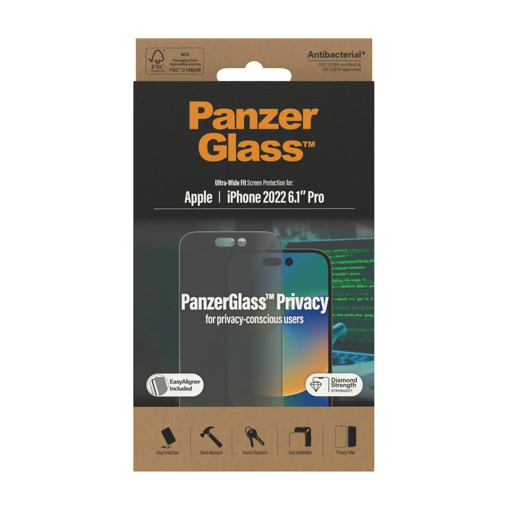 PanzerGlass‚Ѣ Ultra-Wide Fit Privacy Screen Protector for iPhone 14 Pro - Image 3