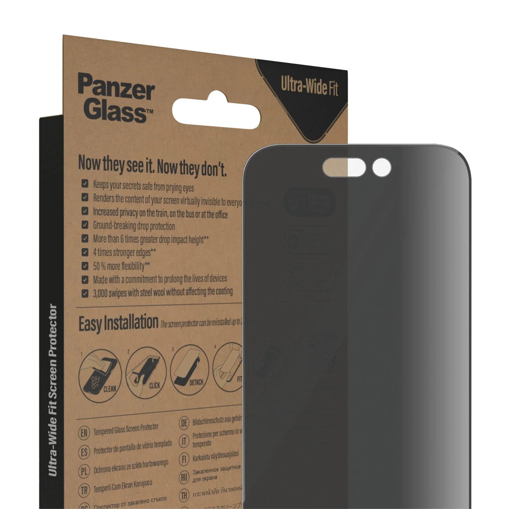 PanzerGlass‚Ѣ Ultra-Wide Fit Privacy Screen Protector for iPhone 14 Pro - Image 6