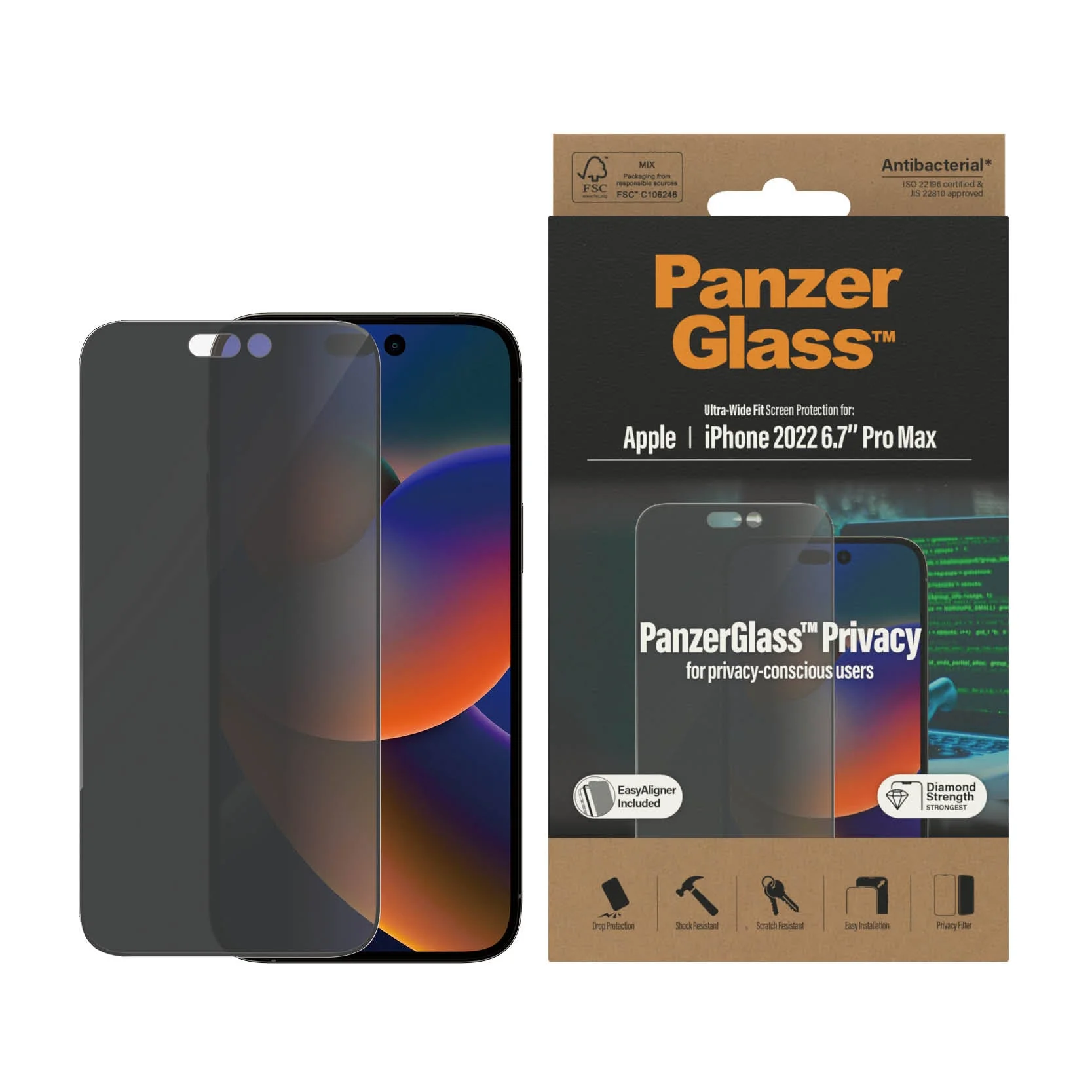 PanzerGlass‚Ѣ Ultra-Wide Fit Privacy Screen Protector for iPhone 14 Pro Max - Image 2