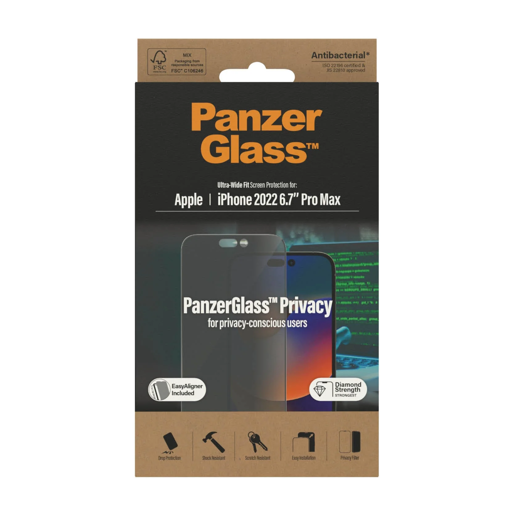 PanzerGlass‚Ѣ Ultra-Wide Fit Privacy Screen Protector for iPhone 14 Pro Max - Image 3