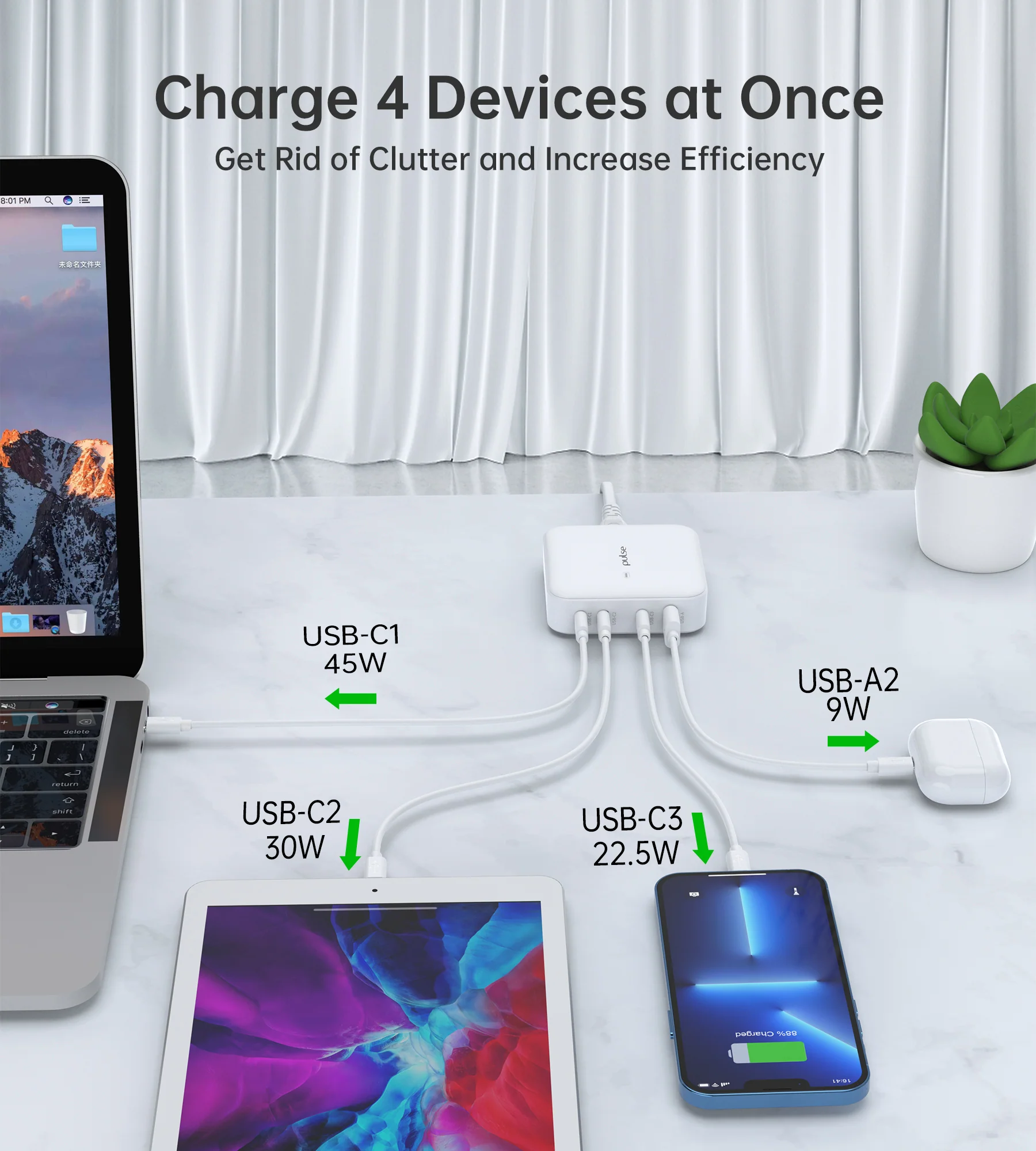 Pulse 100W PD GaN Desktop Charger - White - Image 6