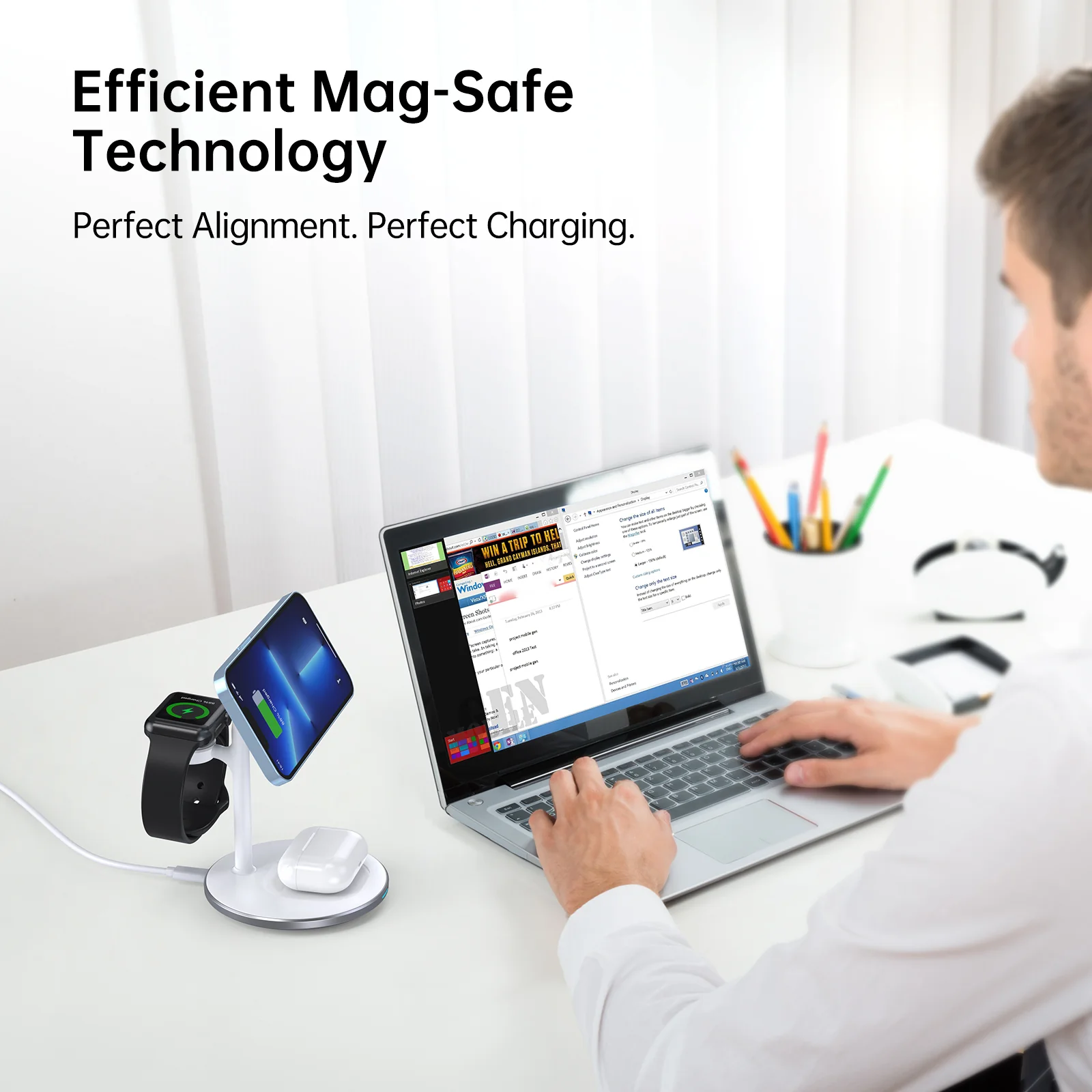 Pulse 3 In 1 Magsafe Charger - White - Image 10