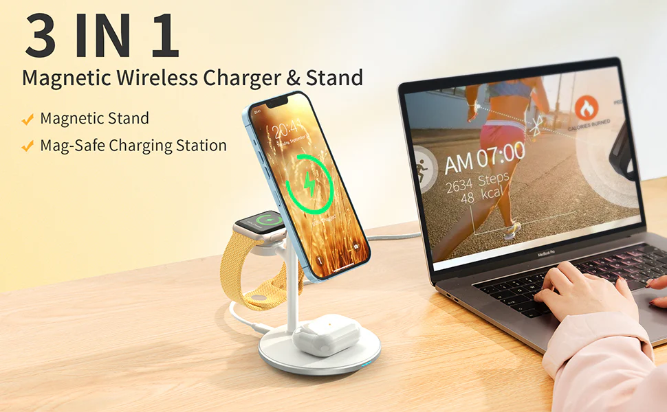Pulse 3 In 1 Magsafe Charger - White - Image 6