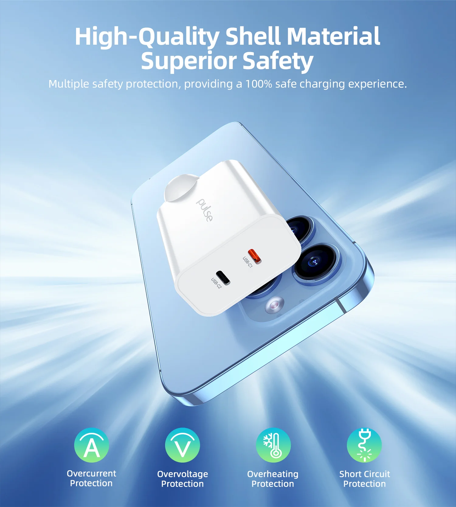 Pulse 65W Dual USB-C Gan PD Adapter - White - Image 8