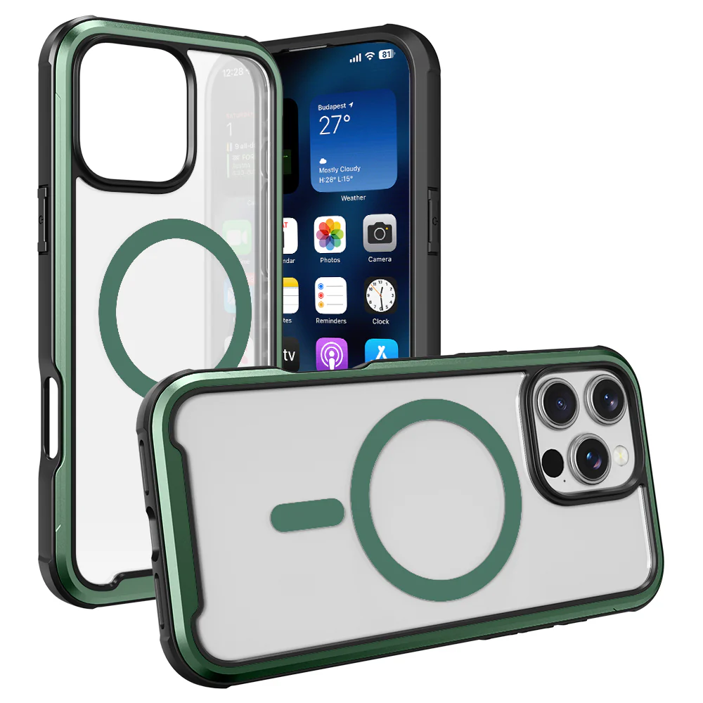 PULSE Aluminium Rugged Magsafe Case for iPhone 16-Matt Green - Image 2