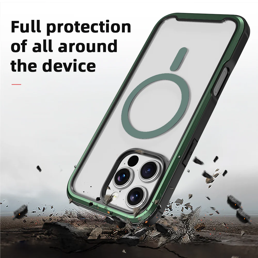 PULSE Aluminium Rugged Magsafe Case for iPhone 16 Plus-Matt Green - Image 6