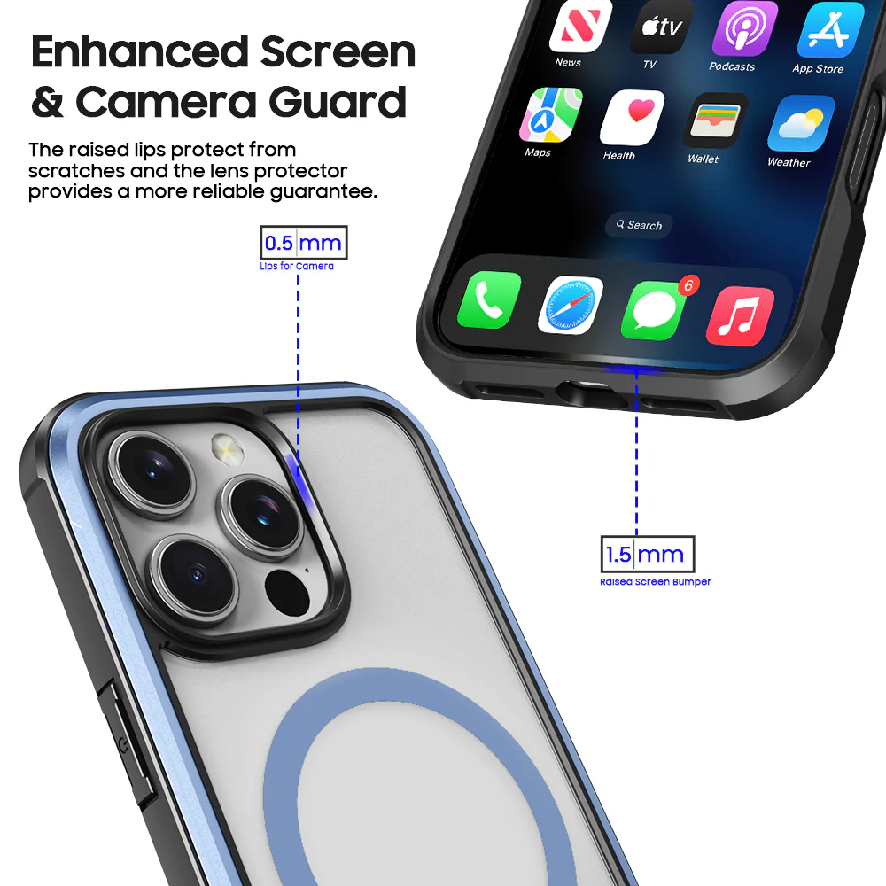 PULSE Aluminium Rugged Magsafe Case for iPhone 16 Plus-Matt Grey Blue - Image 6