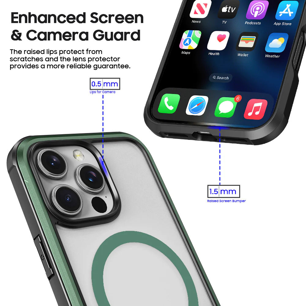 PULSE Aluminium Rugged Magsafe Case for iPhone 16 Pro-Matt Green - Image 5