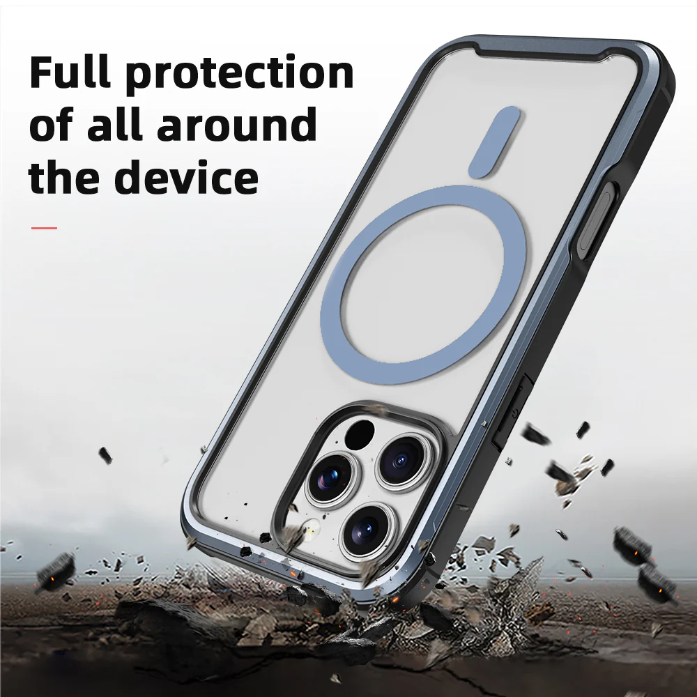 PULSE Aluminium Rugged Magsafe Case for iPhone 16 Pro Max -Matt Grey Blue - Image 4