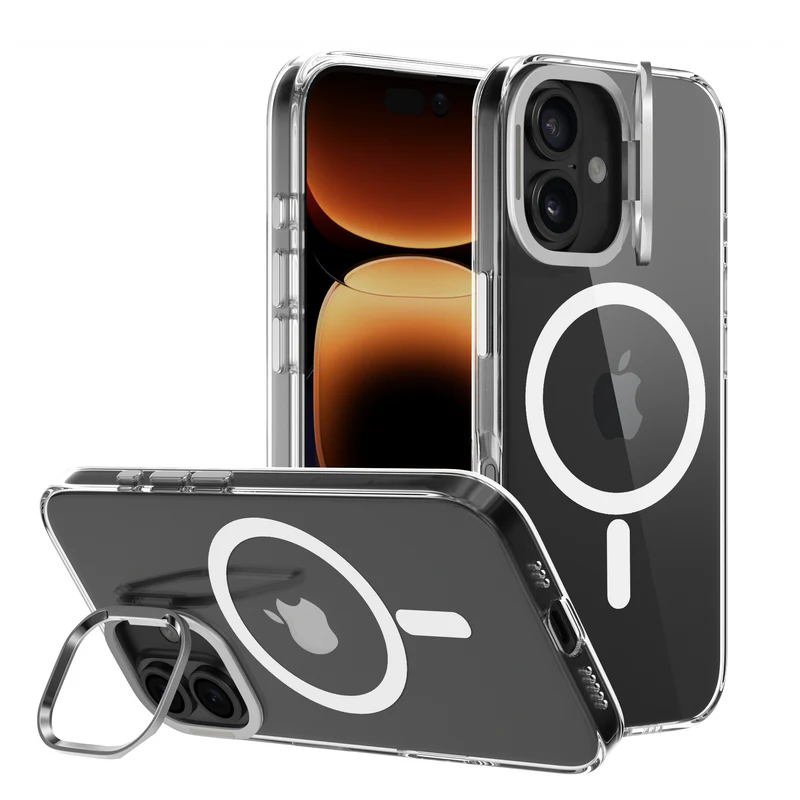 Pulse CRYSTAL Case with Metal Camera Stand for iPhone 16-Black - Image 4