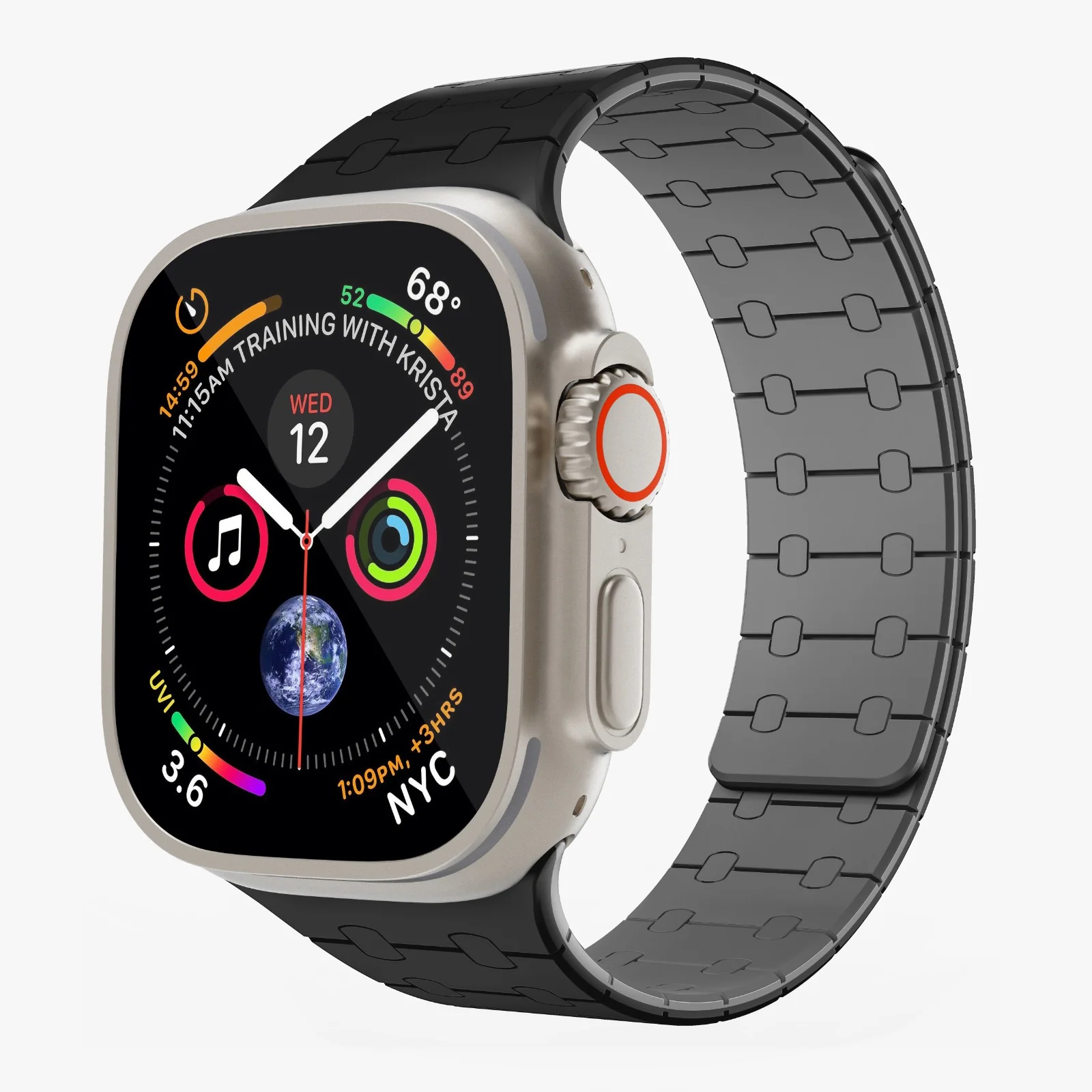 Pulse Reversible Magnetic Watch Band-Black+Red - Image 2