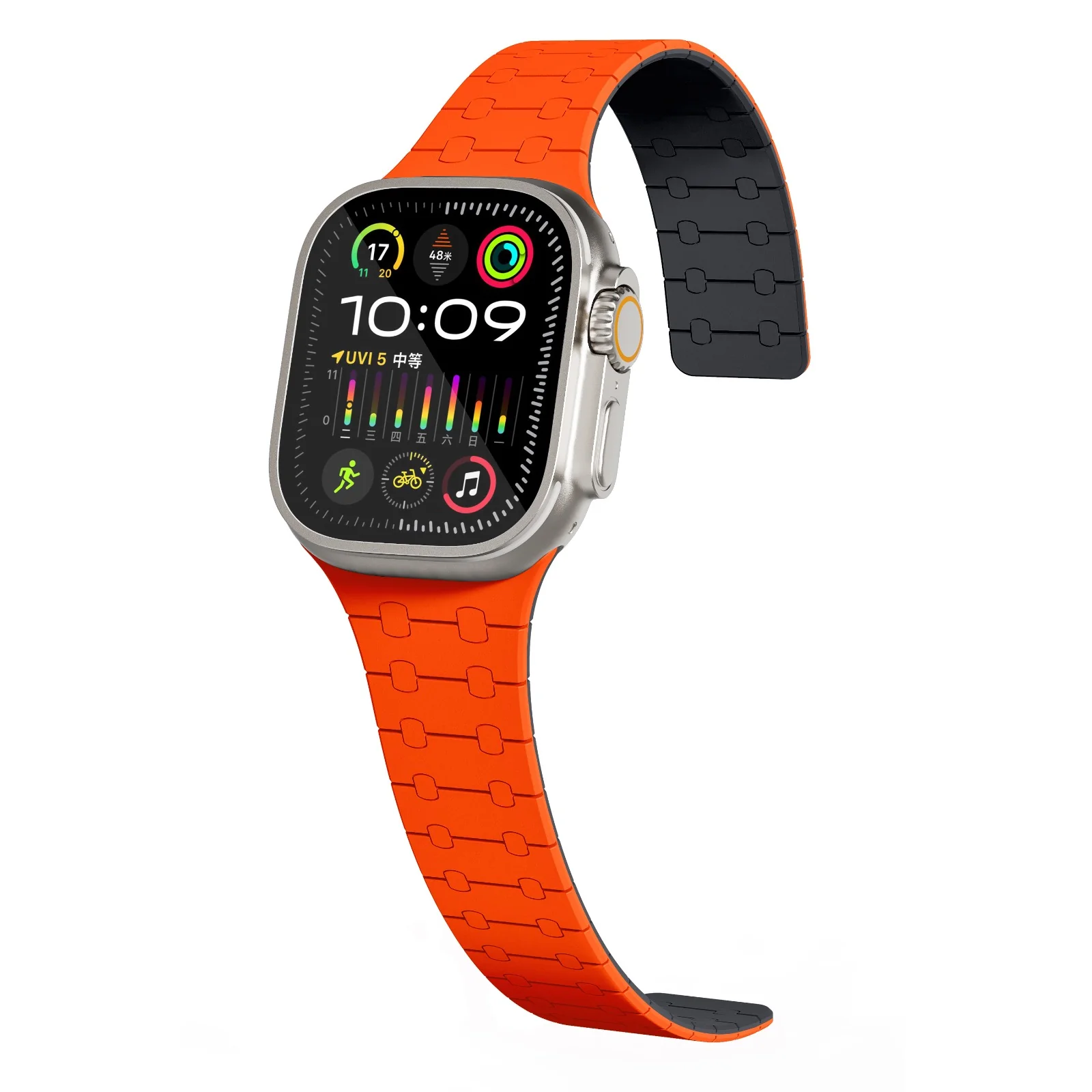 Pulse Reversible Magnetic Watch Band-Black+Red - Image 3