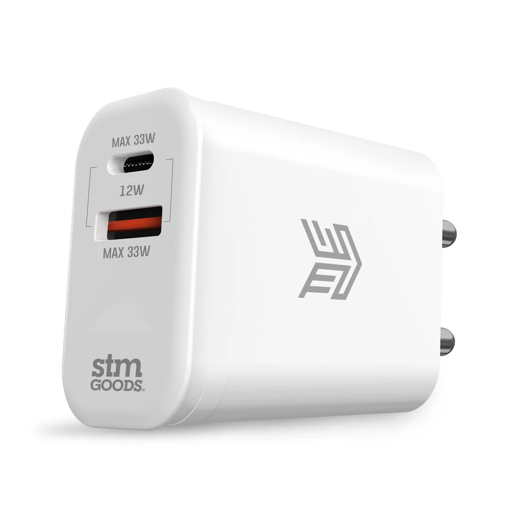 STM Fast charge 33W DUAL USB-C & USB-A Power Adapter - White - Image 3