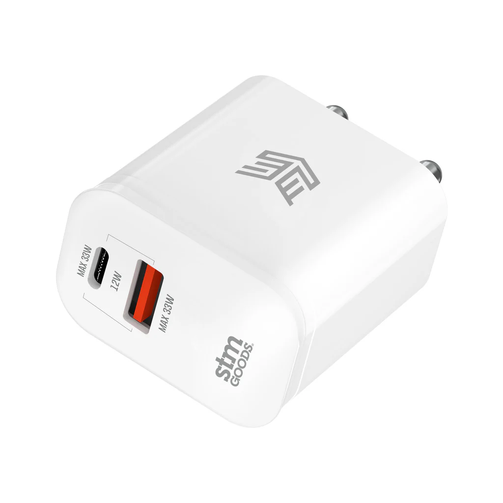 STM Fast charge 33W DUAL USB-C & USB-A Power Adapter - White - Image 4
