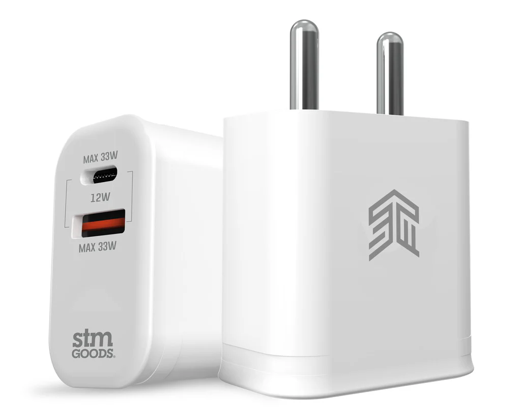 STM Fast charge 33W DUAL USB-C & USB-A Power Adapter - White - Image 5