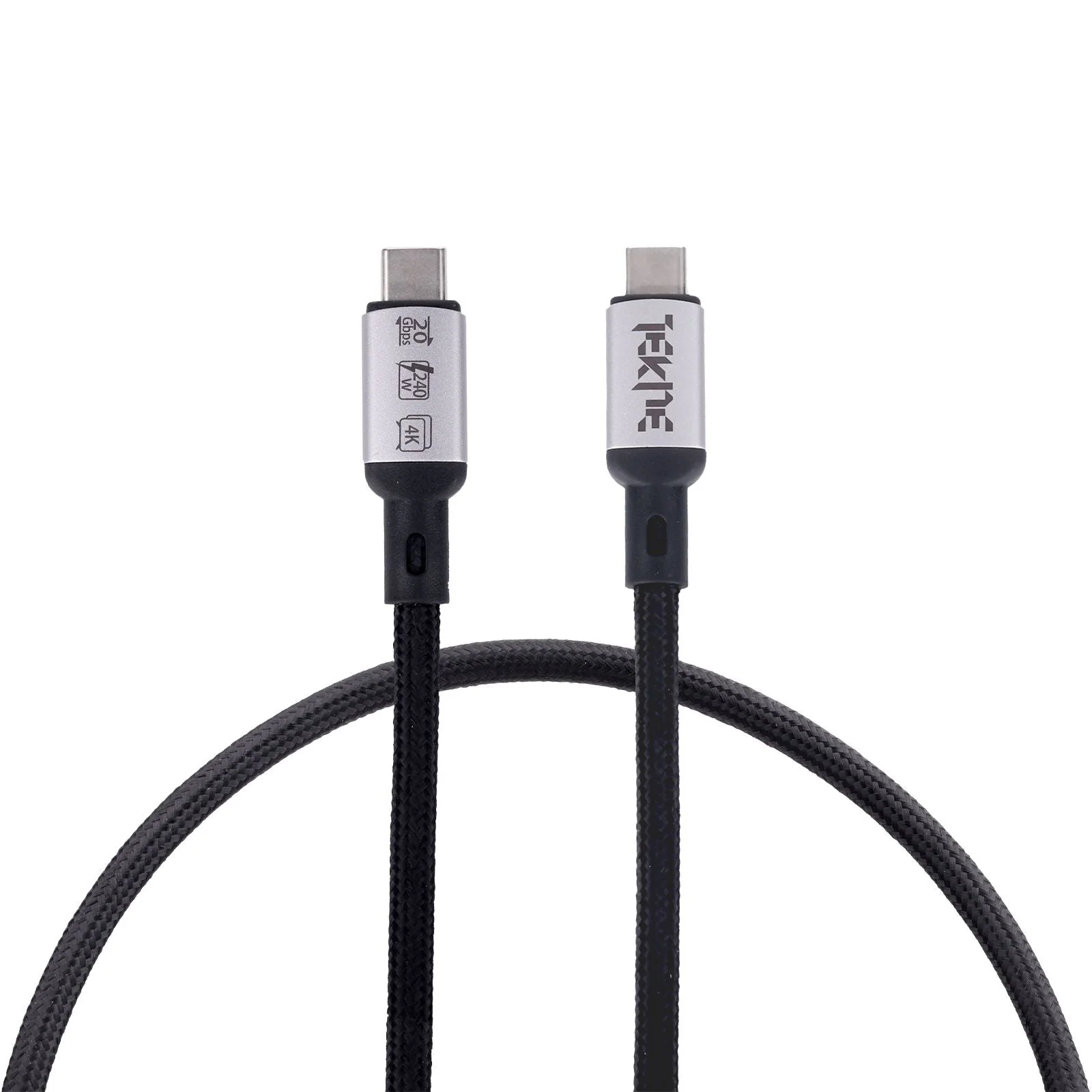TEKNE 240W USB4 Braided Cable | Ultra-Fast Charging & 20Gbps Data Transfer | Durable 2m Cable - Black  - Image 3