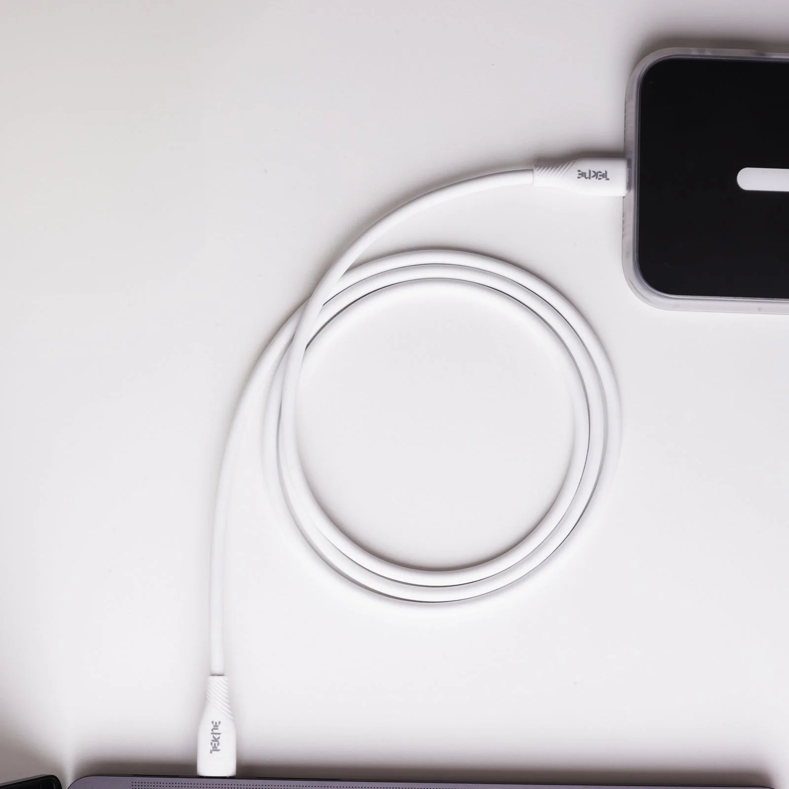 TEKNE 60W iPhone Silicone Charging Cable | Fast Charging | Ultra-Durable | Tangle-Free Design - White - Image 4