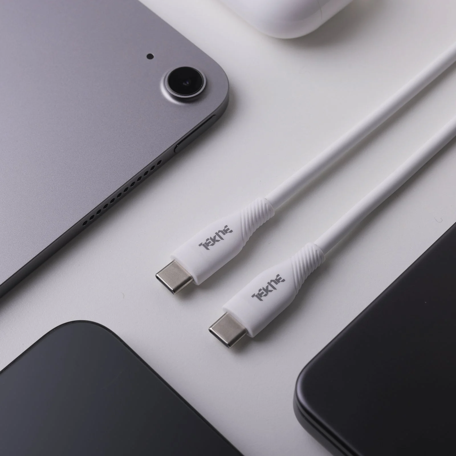 TEKNE 60W iPhone Silicone Charging Cable | Fast Charging | Ultra-Durable | Tangle-Free Design - White - Image 5