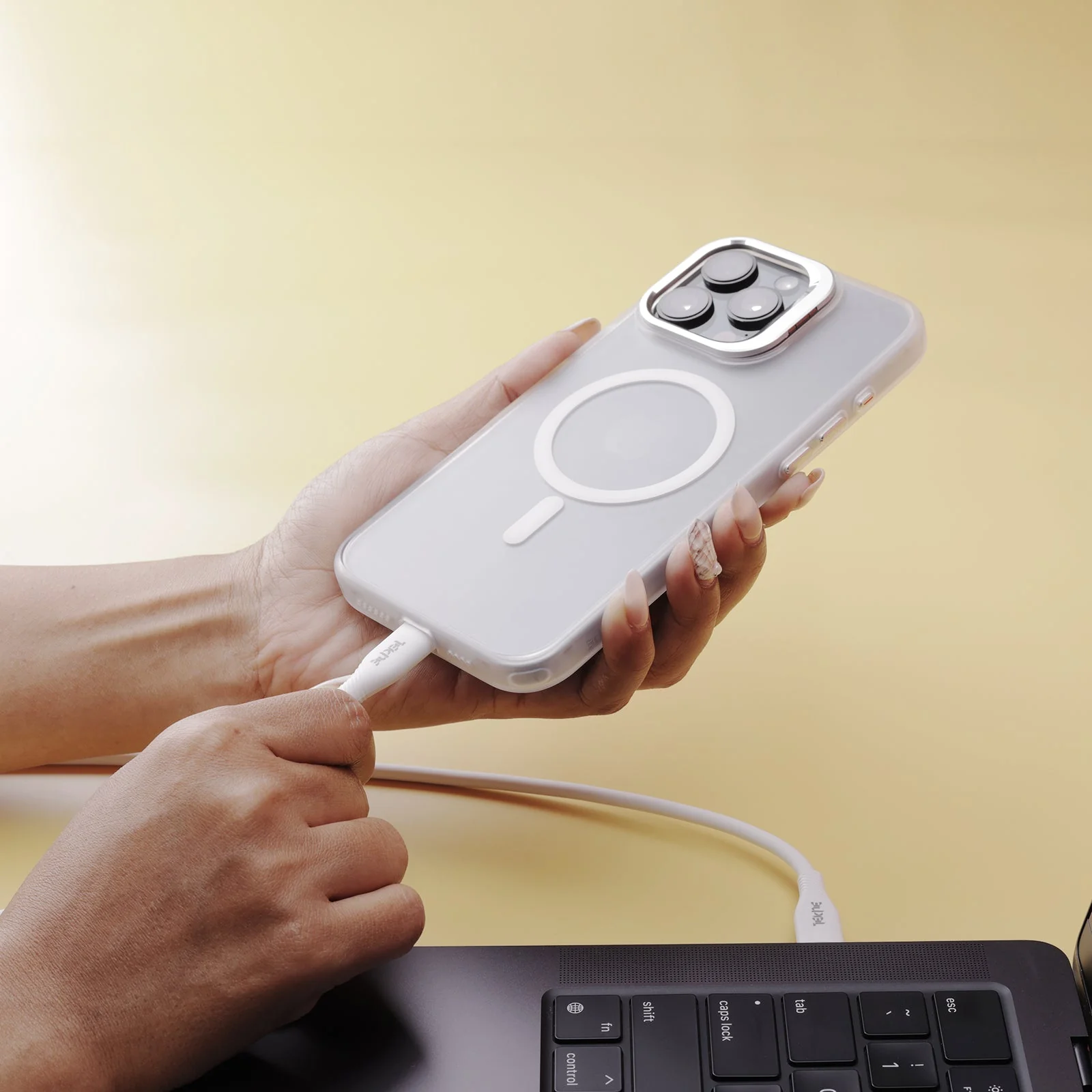 TEKNE 60W iPhone Silicone Charging Cable | Fast Charging | Ultra-Durable | Tangle-Free Design - White - Image 6