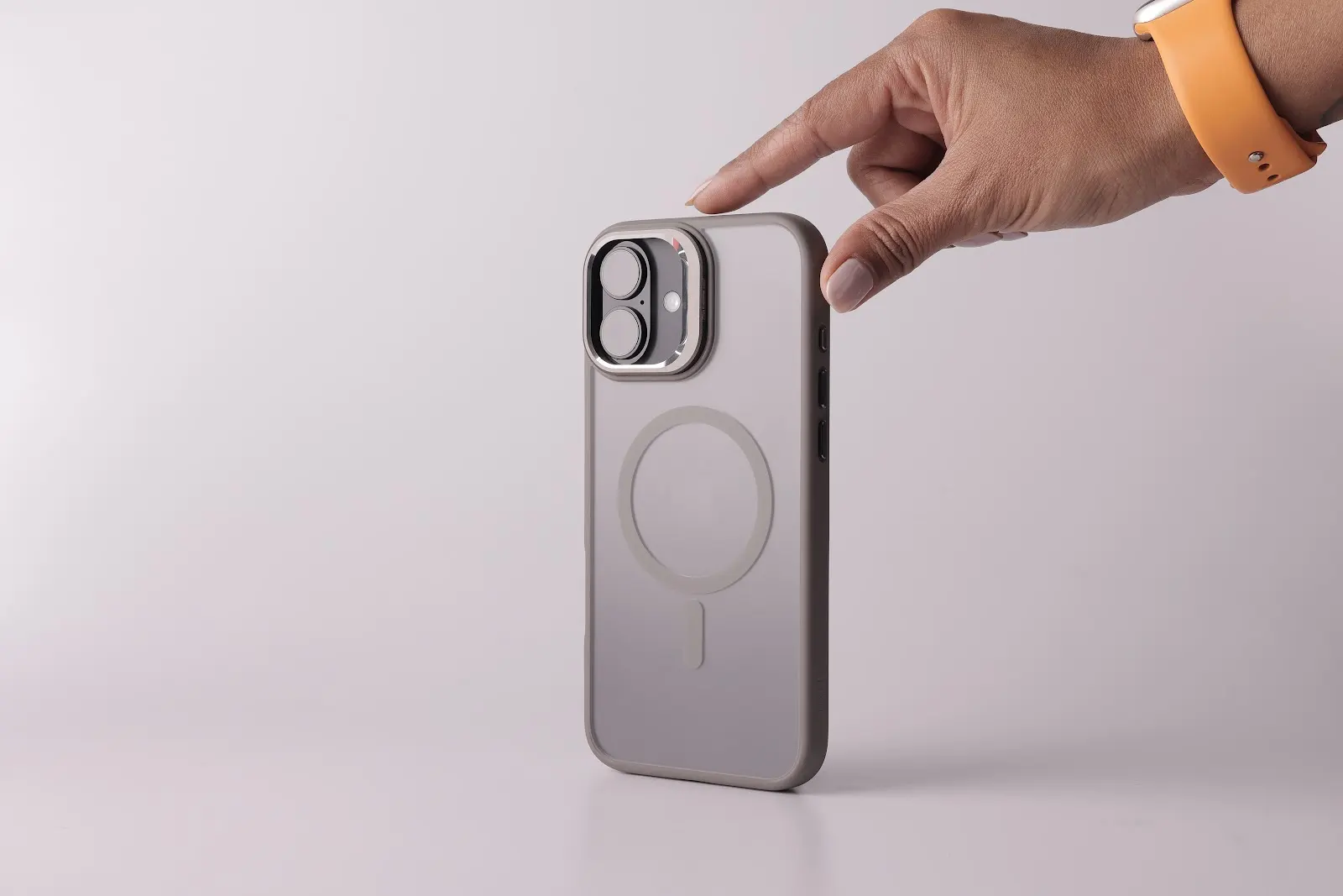 TEKNE CLEAR Case with Camera Stand for iPhone 16 Plus | Slim, Transparent & Scratch-Resistant - Grey - Image 3