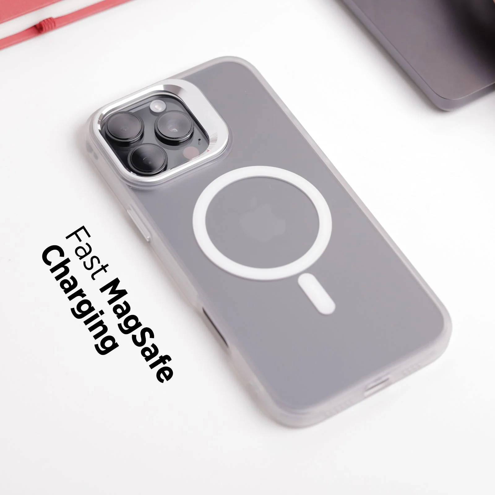 TEKNE CLEAR Case with Camera Stand for iPhone 16 Pro Max | Slim, Transparent & Scratch-Resistant - White - Image 7