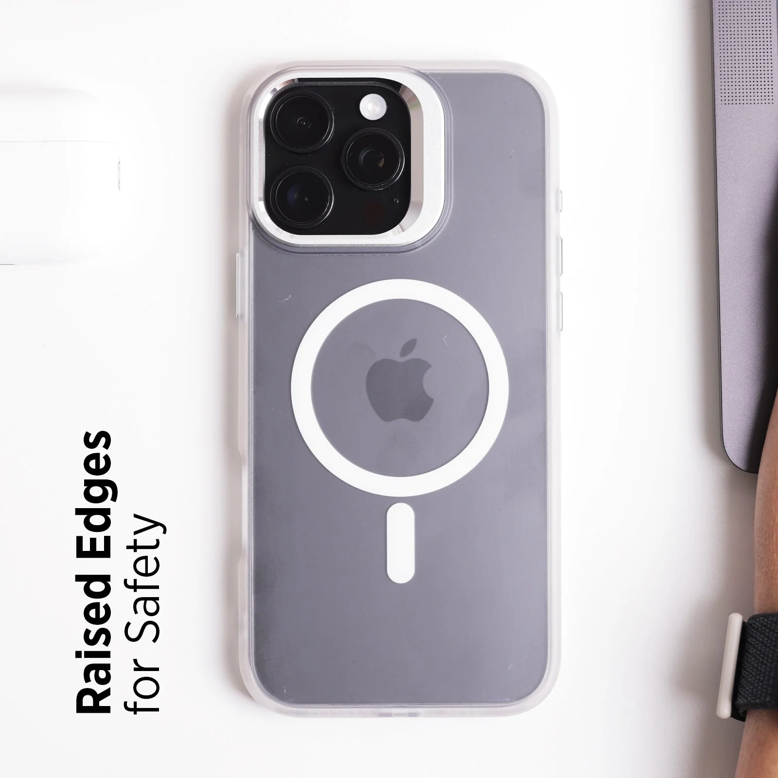 TEKNE CLEAR Case with Camera Stand for iPhone 16 Pro Max | Slim, Transparent & Scratch-Resistant - White - Image 8