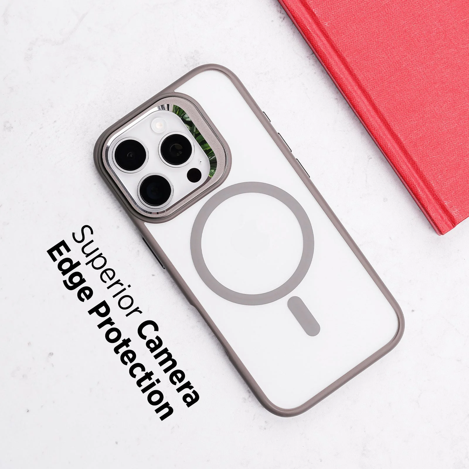 TEKNE CLEAR Case with Camera Stand for iPhone 16 Pro | Slim, Transparent & Scratch-Resistant - Grey - Image 7