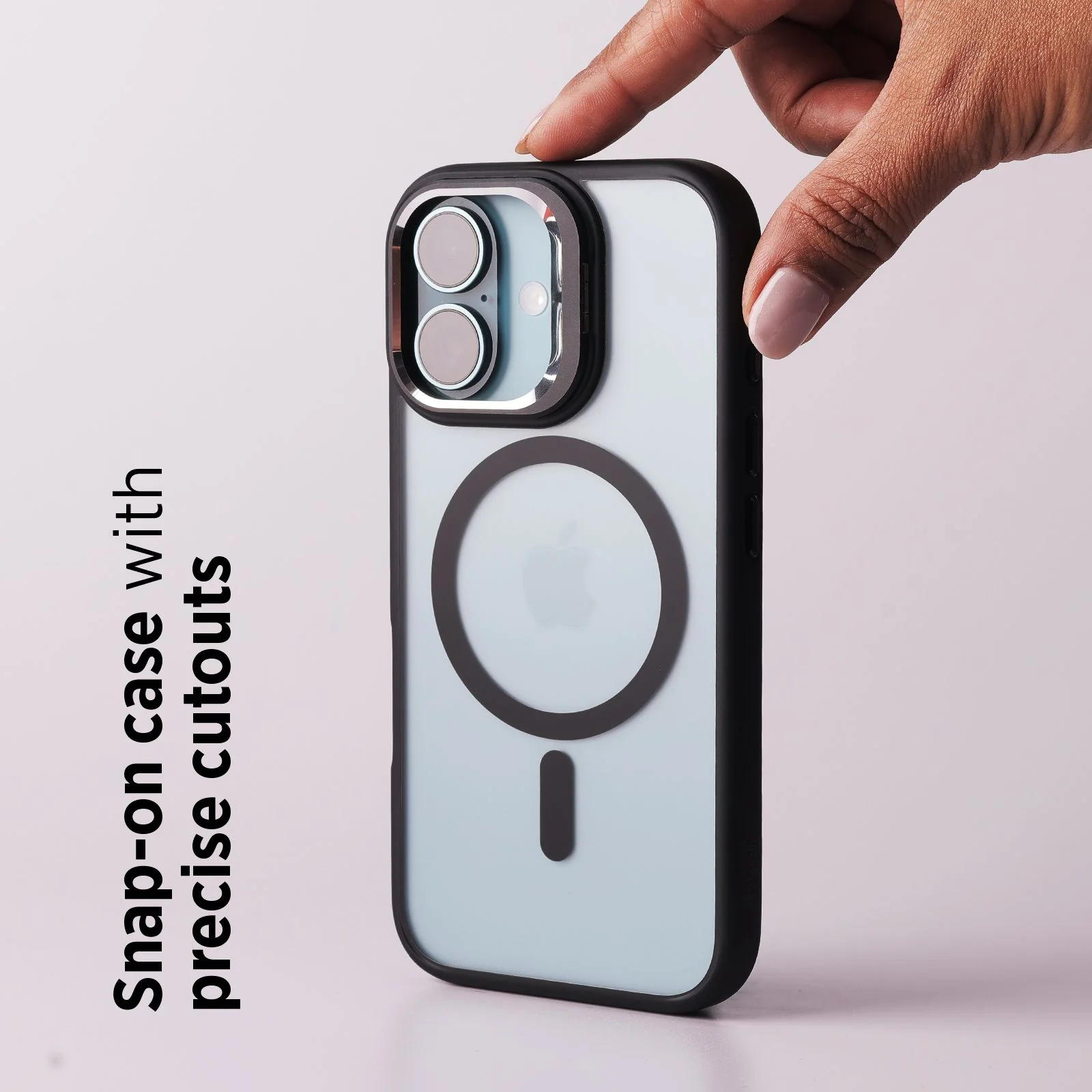 TEKNE CLEAR Case with Camera Stand for iPhone 16 | Slim, Transparent & Scratch-Resistant - Black - Image 6